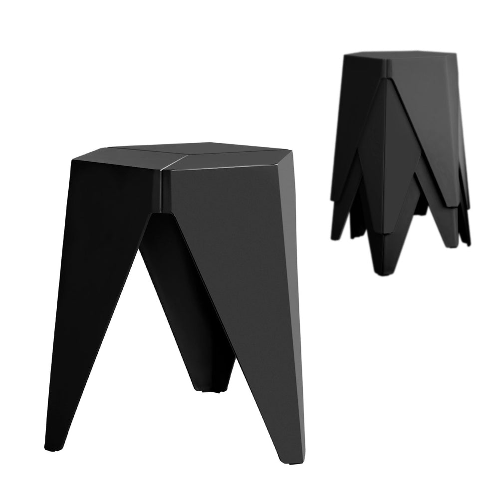 Artiss 4PC Puzzle Stool Plastic Bar Stools Stackable Black Artiss