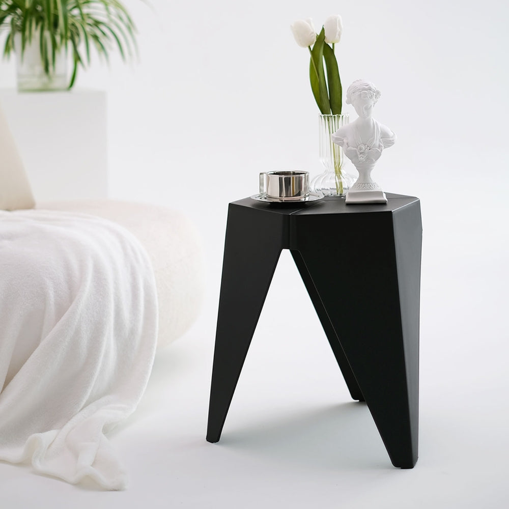 Artiss 4PC Puzzle Stool Plastic Bar Stools Stackable Black Artiss