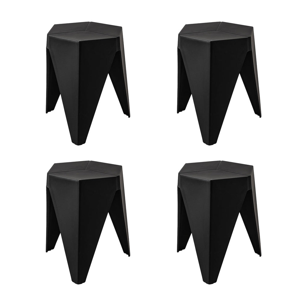 Artiss 4PC Puzzle Stool Plastic Bar Stools Stackable Black Artiss
