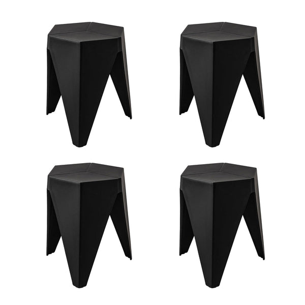 Artiss 4PC Puzzle Stool Plastic Bar Stools Stackable Black Artiss