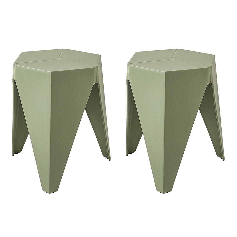 Artiss 2x Bar Stools Puzzle Plastic Foot Stool Green Artiss