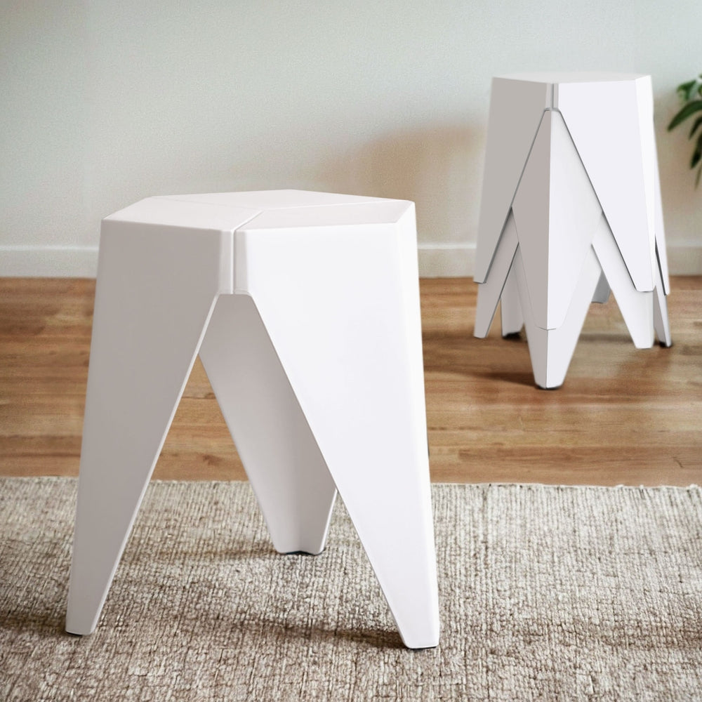 Artiss 4PC Puzzle Stool Bar Stools Stackable White Artiss