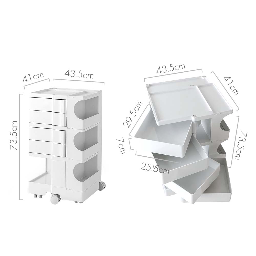 Artiss Storage Trolley Cart Bedside Table 5 Tier White Artiss