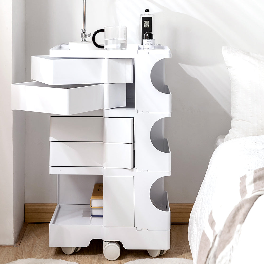 Artiss Storage Trolley Cart Bedside Table 5 Tier White Artiss