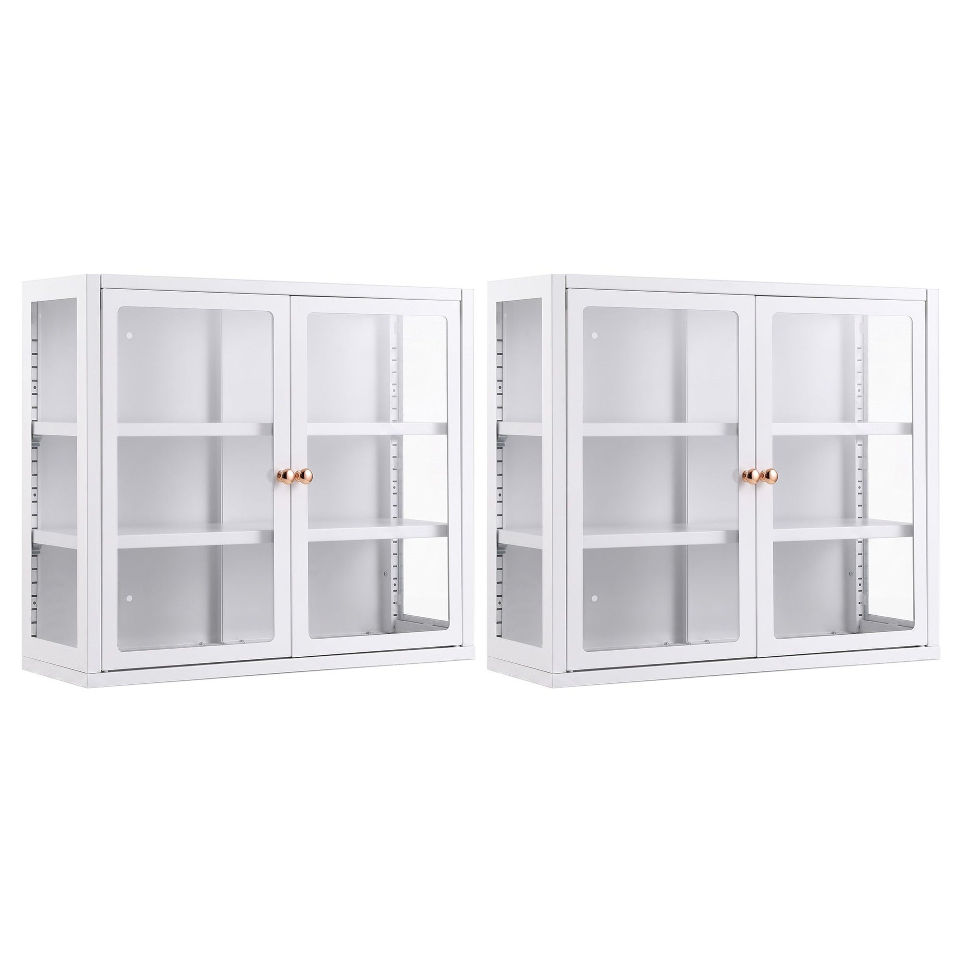 Artiss Buffet Cabinet Sideboard X2 Wall Mounted Clear Display Storage 60cm White Awezingly