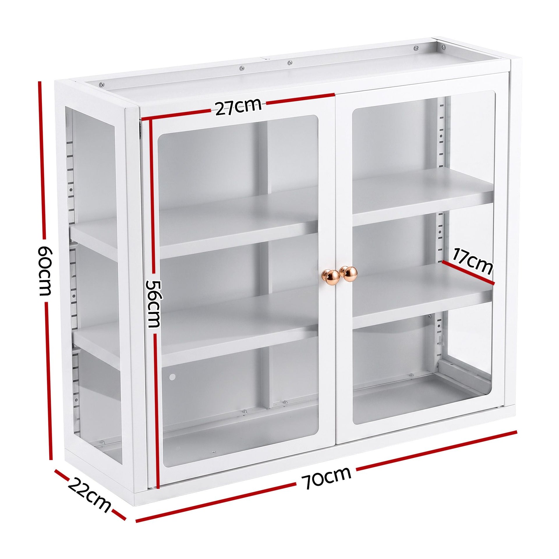 Artiss Buffet Cabinet Sideboard X2 Wall Mounted Clear Display Storage 60cm White Awezingly