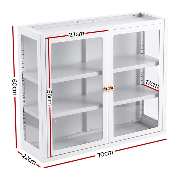 Artiss Buffet Cabinet Sideboard X2 Wall Mounted Clear Display Storage 60cm White Awezingly