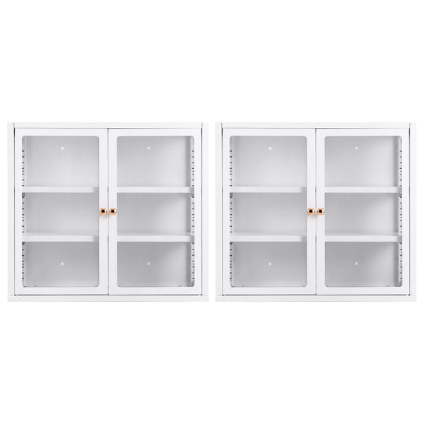 Artiss Buffet Cabinet Sideboard X2 Wall Mounted Clear Display Storage 60cm White Awezingly