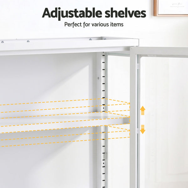 Artiss Buffet Cabinet Sideboard X2 Wall Mounted Clear Display Storage 60cm White Awezingly