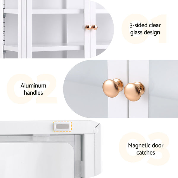 Artiss Buffet Cabinet Sideboard X2 Wall Mounted Clear Display Storage 60cm White Awezingly