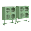 Artiss 2x Buffet Sideboard Cabinet ELLA Cupboard Storage Glass Doors Metal Green