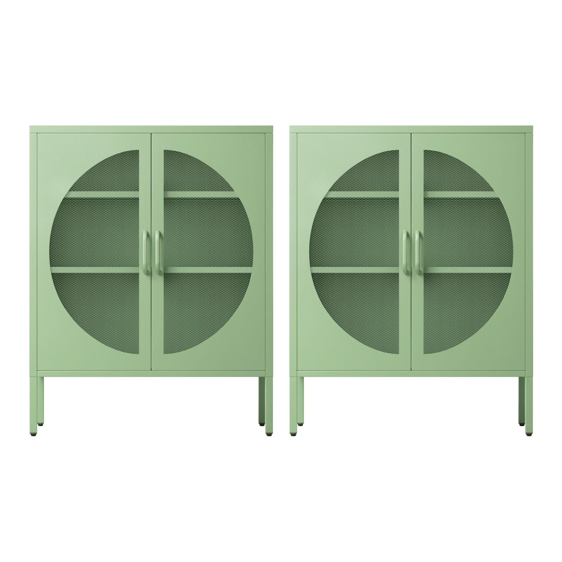 Artiss 2x Buffet Sideboard Cabinet ELSA Cupboard Storage Mesh Doors Metal Green Awezingly