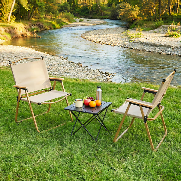 Weisshorn 3pc Camping Table Chair Set Outdoor Folding Aluminium Portable Picnic Awezingly