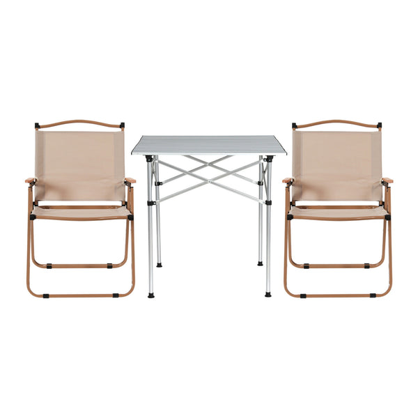 Weisshorn 3pc Camping Table Chair Set Outdoor Folding Aluminium Portable Picnic Awezingly