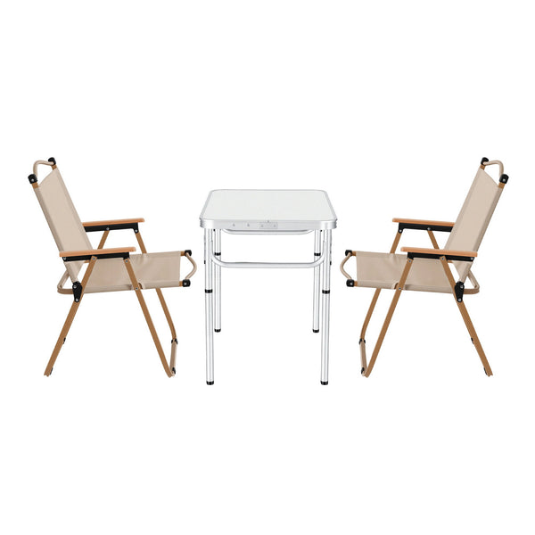 Weisshorn 3pc Camping Table Chair Set Outdoor Folding Aluminium Portable Picnic Awezingly