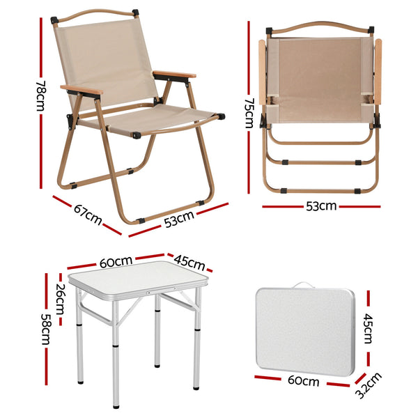 Weisshorn 3pc Camping Table Chair Set Outdoor Folding Aluminium Portable Picnic Awezingly