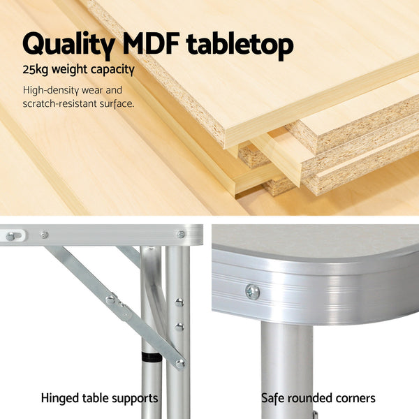 Weisshorn 3pc Camping Table Chair Set Outdoor Folding Aluminium Portable Picnic Awezingly