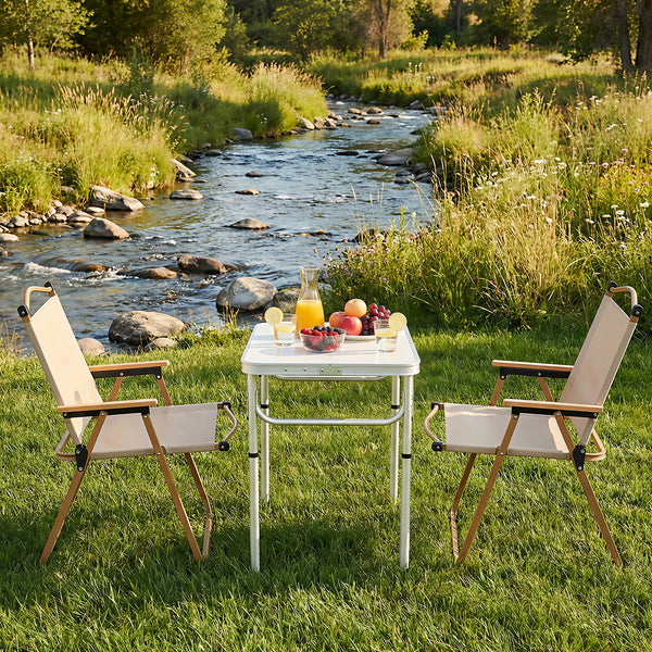Weisshorn 3pc Camping Table Chair Set Outdoor Folding Aluminium Portable Picnic Awezingly