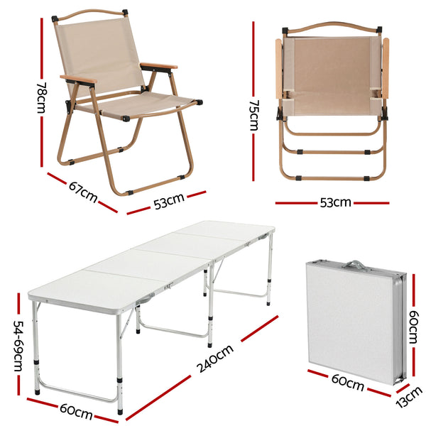 Weisshorn 7pc Camping Table Chair Set Outdoor Folding Aluminium Portable Picnic Awezingly