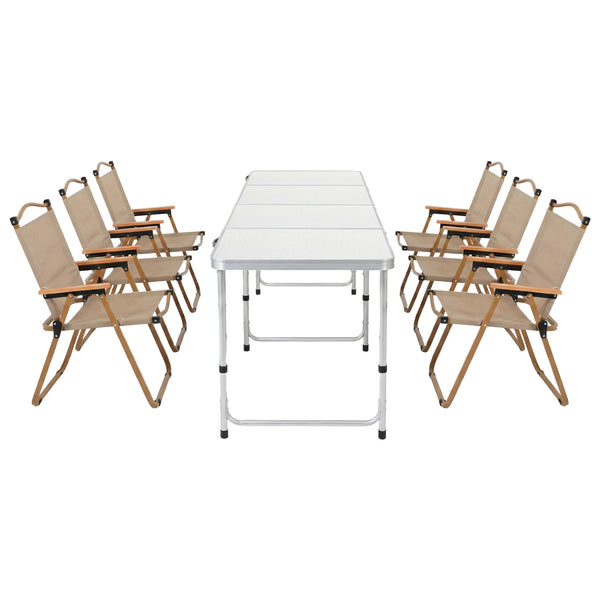 Weisshorn 7pc Camping Table Chair Set Outdoor Folding Aluminium Portable Picnic Awezingly