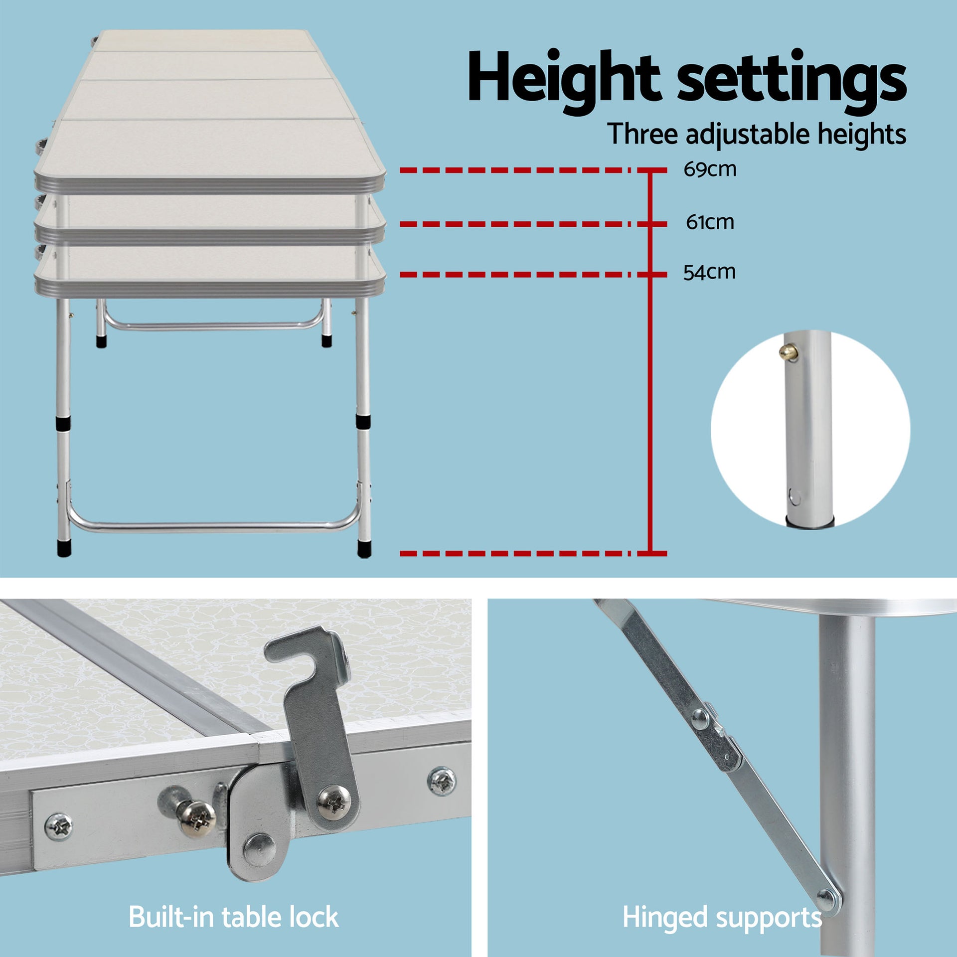 Weisshorn 7pc Camping Table Chair Set Outdoor Folding Aluminium Portable Picnic Awezingly