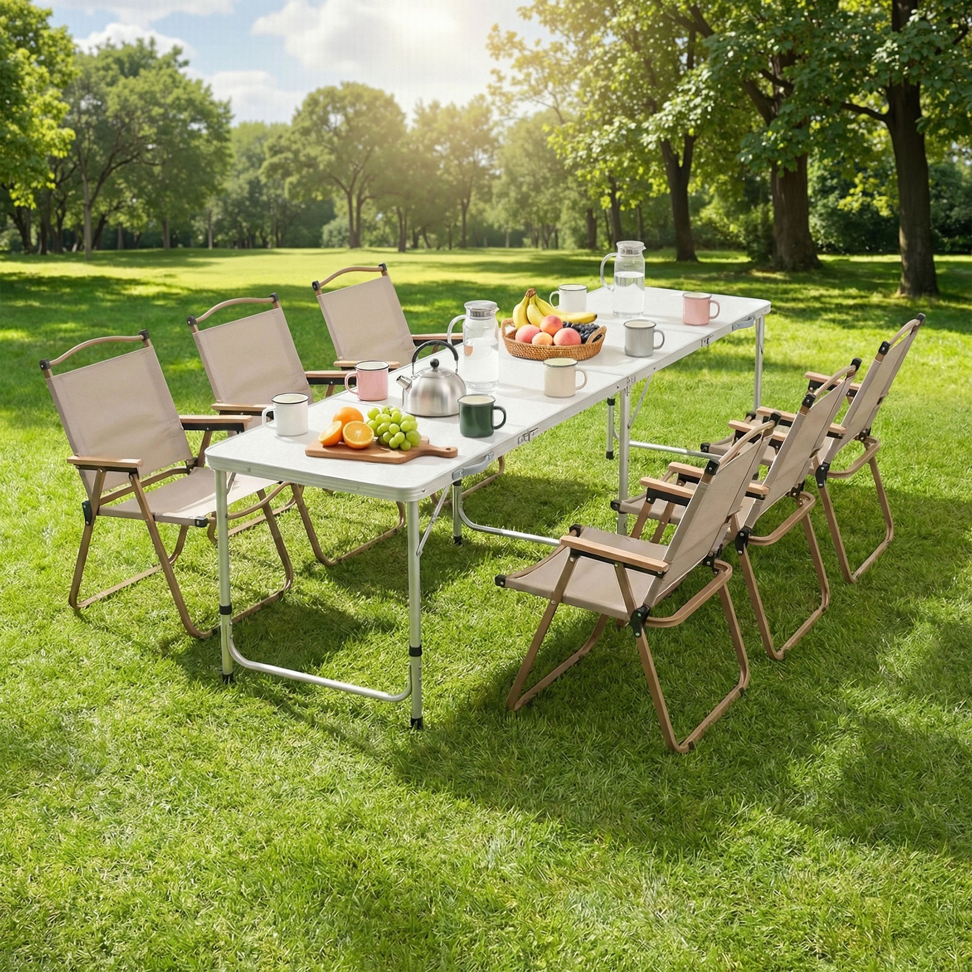 Weisshorn 7pc Camping Table Chair Set Outdoor Folding Aluminium Portable Picnic Awezingly