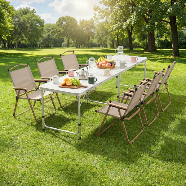 Weisshorn 7pc Camping Table Chair Set Outdoor Folding Aluminium Portable Picnic Awezingly