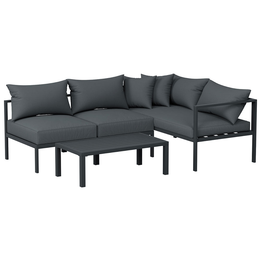 Gardeon 4 Seater Outdoor Sofa Set Aluminium Patio Furniture Setting 4PC Charcoal Gardeon