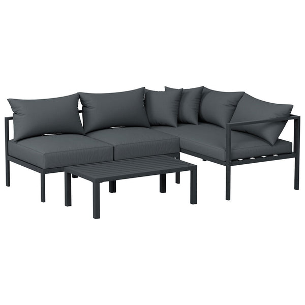 Gardeon 4 Seater Outdoor Sofa Set Aluminium Patio Furniture Setting 4PC Charcoal Gardeon