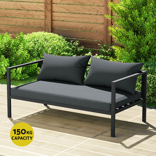 Gardeon 4 Seater Outdoor Sofa Set Aluminium Patio Furniture Setting 4PC Charcoal Gardeon