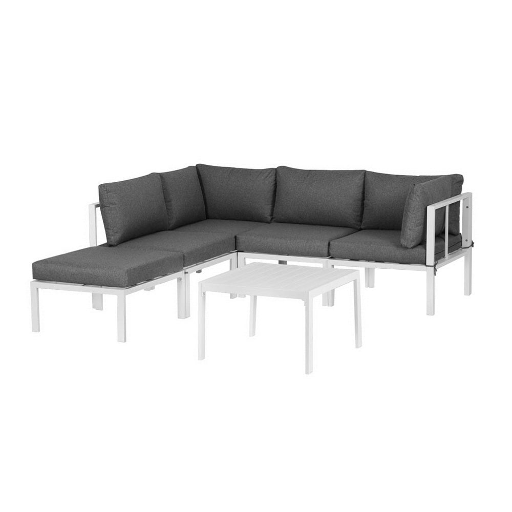 Gardeon 6PCS Outdoor Sofa Set Aluminium Table and Chairs Lounge Patio Furniture Awezingly