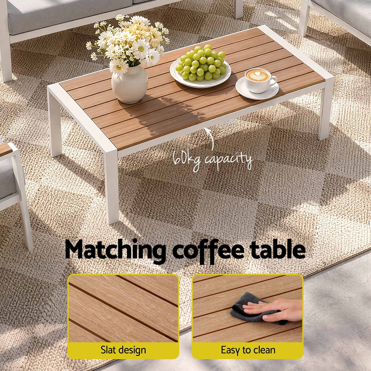 Gardeon 4-Piece Outdoor Sofa Set Aluminum Frame table and Chairs White Awezingly