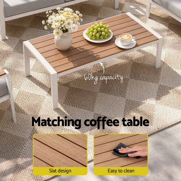 Gardeon 4-Piece Outdoor Sofa Set Aluminum Frame table and Chairs White Awezingly