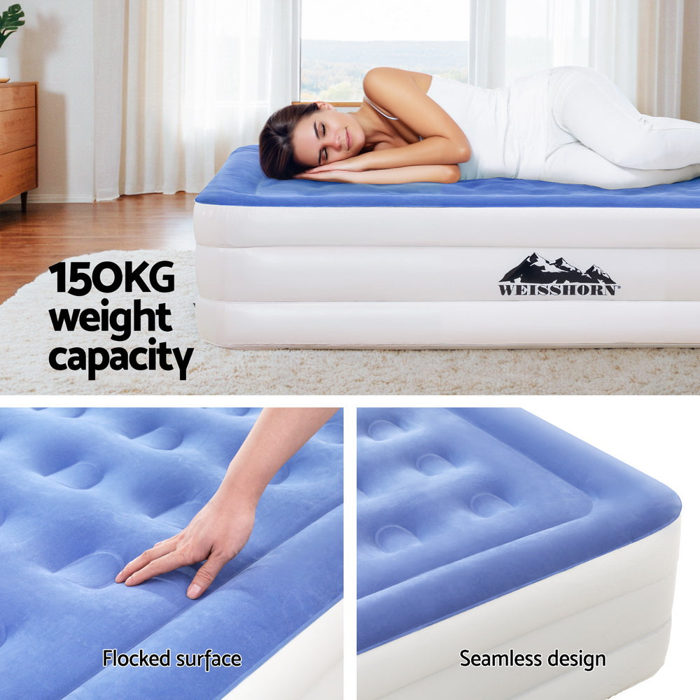 Weisshorn Air Mattress Single Inflatable Bed 46cm Cube Airbed Weisshorn