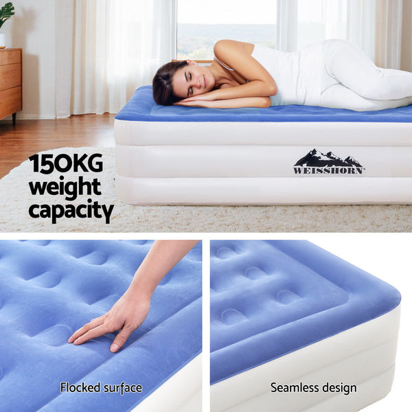 Weisshorn Air Mattress Single Inflatable Bed 46cm Cube Airbed Weisshorn