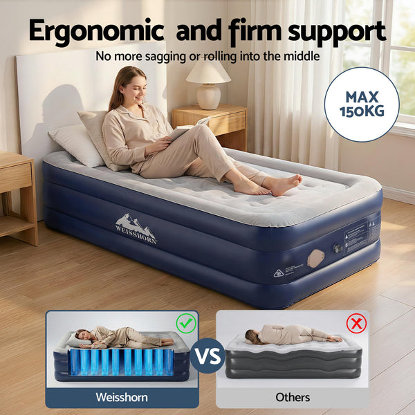 Weisshorn Air Mattress Single Inflatable Bed 46cm Air bed Cube Awezingly
