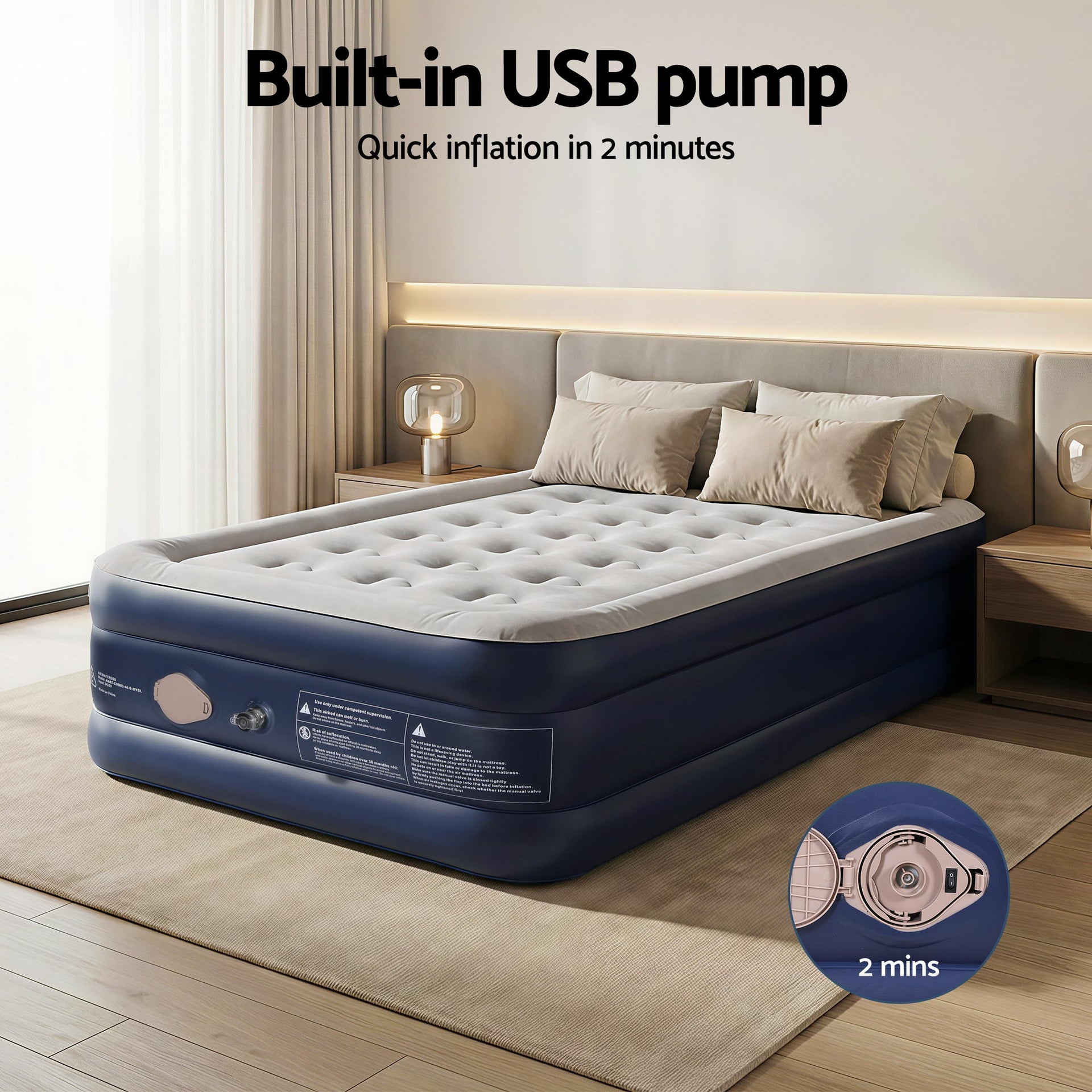 Weisshorn Air Mattress Single Inflatable Bed 46cm Air bed Cube Awezingly