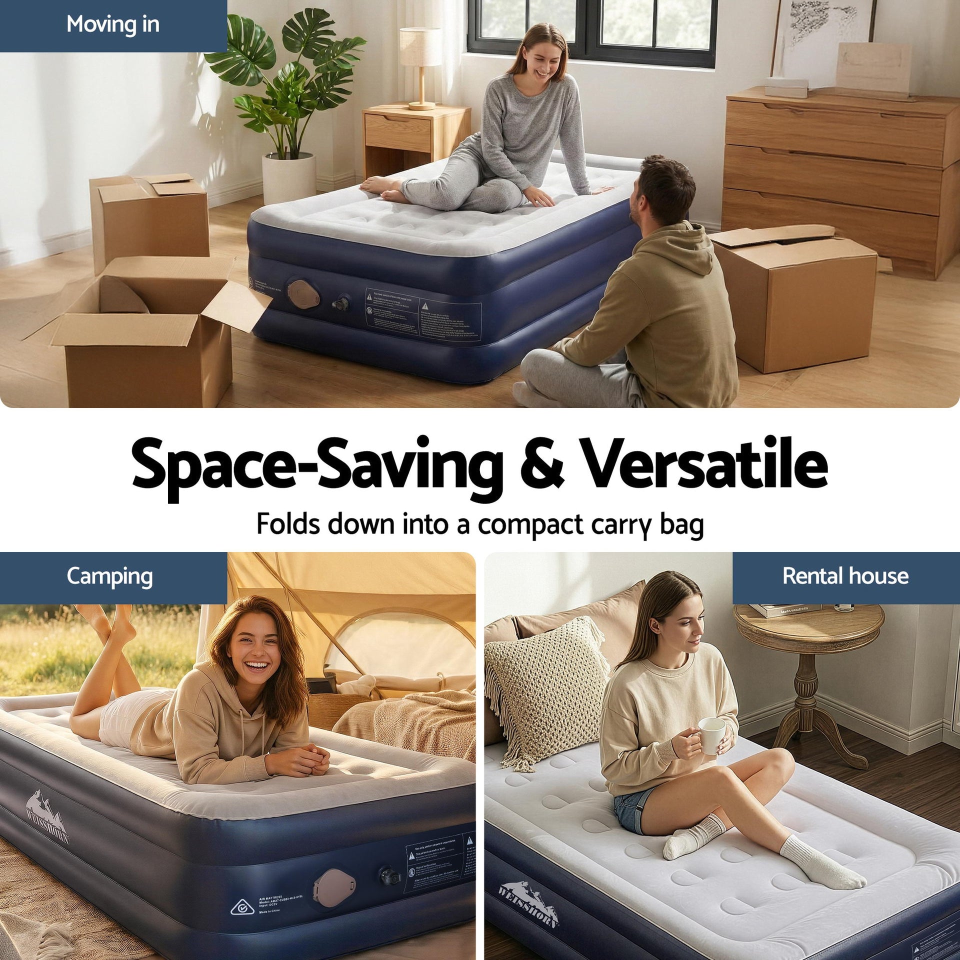 Weisshorn Air Mattress Single Inflatable Bed 46cm Air bed Cube Awezingly