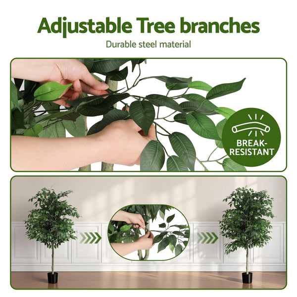 Artiss 180cm Artificial Ficus Tree Faux Trees Indoor Decor Artificial Plants Lifelike Plant 1.8M Awezingly