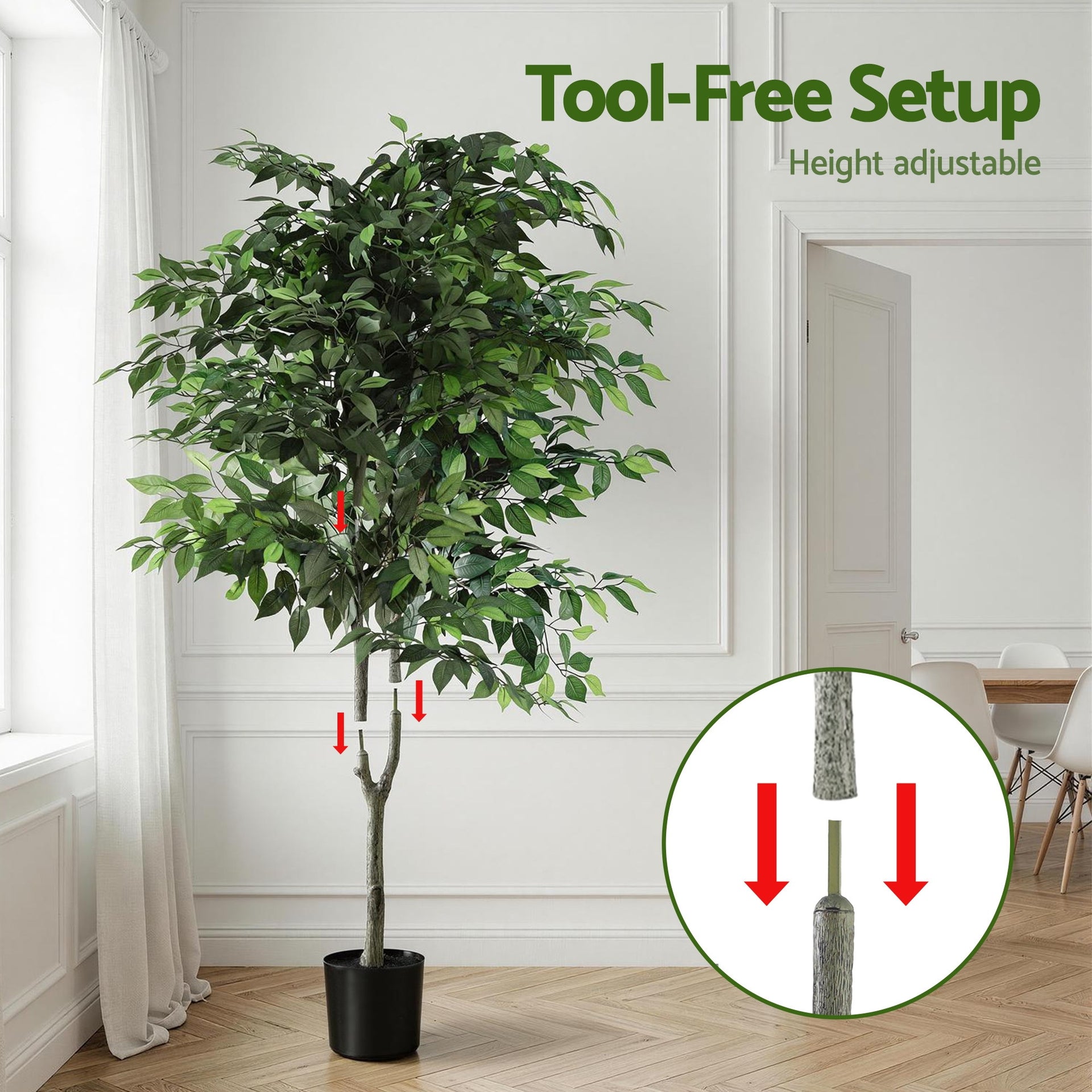 Artiss 180cm Artificial Ficus Tree Faux Trees Indoor Decor Artificial Plants Lifelike Plant 1.8M Awezingly