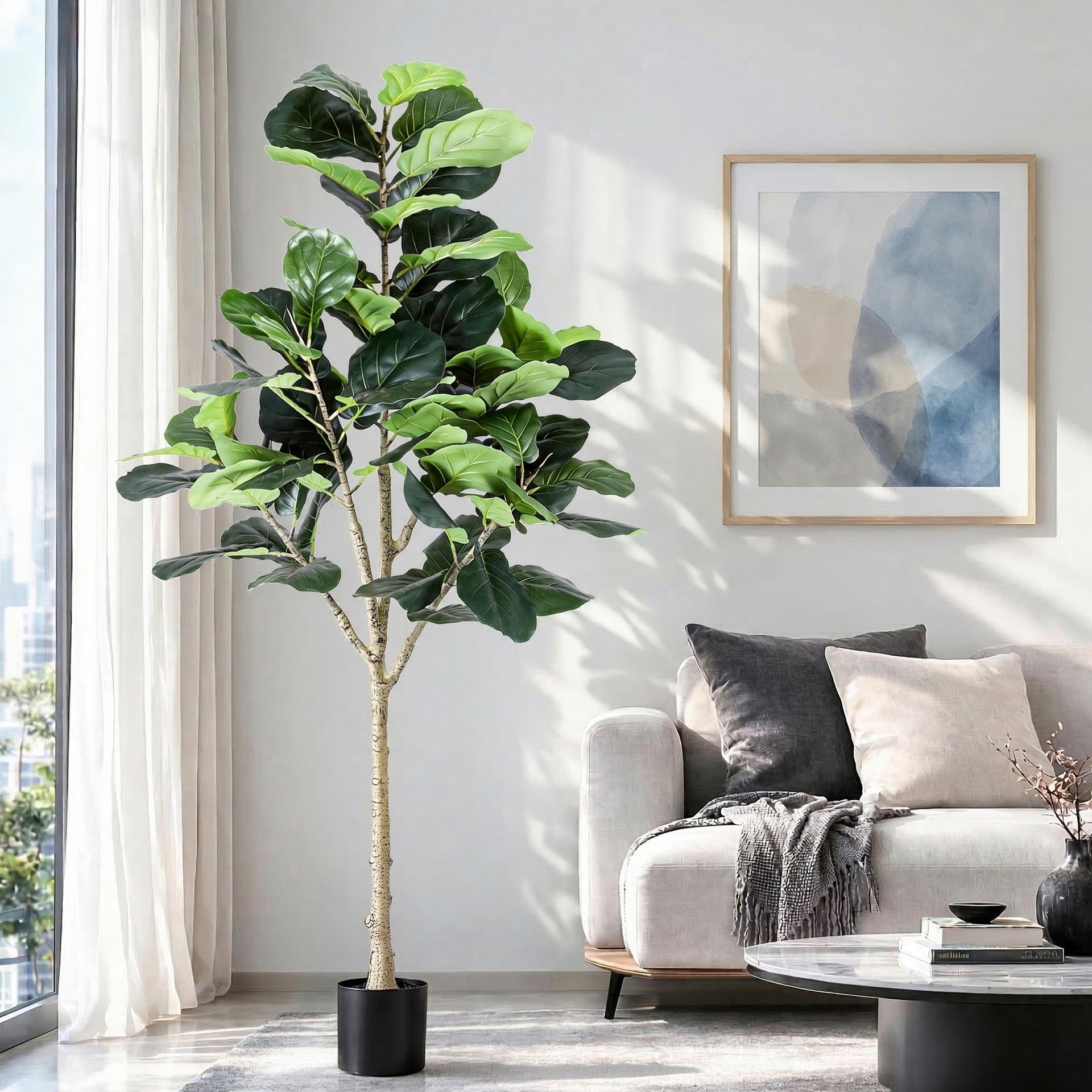 Artiss 180cm Artificial Fiddle Tree Faux Trees Indoor Decor Artificial Plants Lifelike Plant 1.8M Awezingly