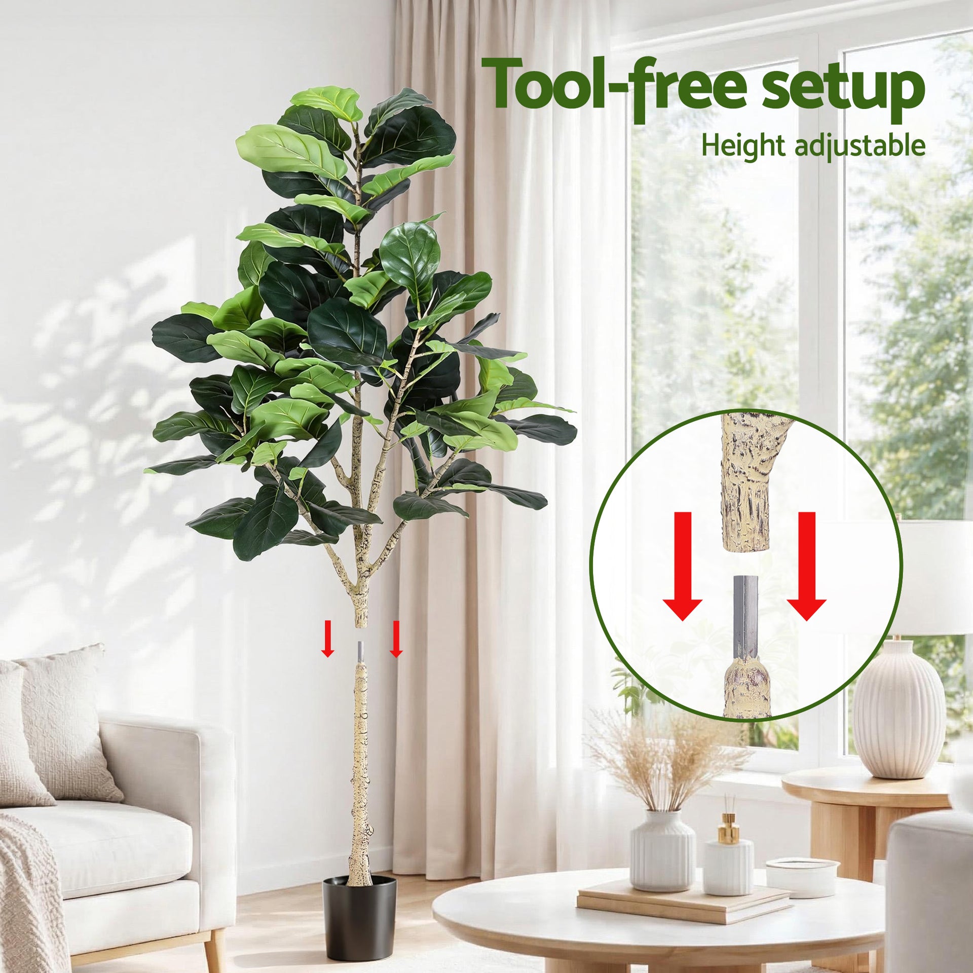 Artiss 180cm Artificial Fiddle Tree Faux Trees Indoor Decor Artificial Plants Lifelike Plant 1.8M Awezingly