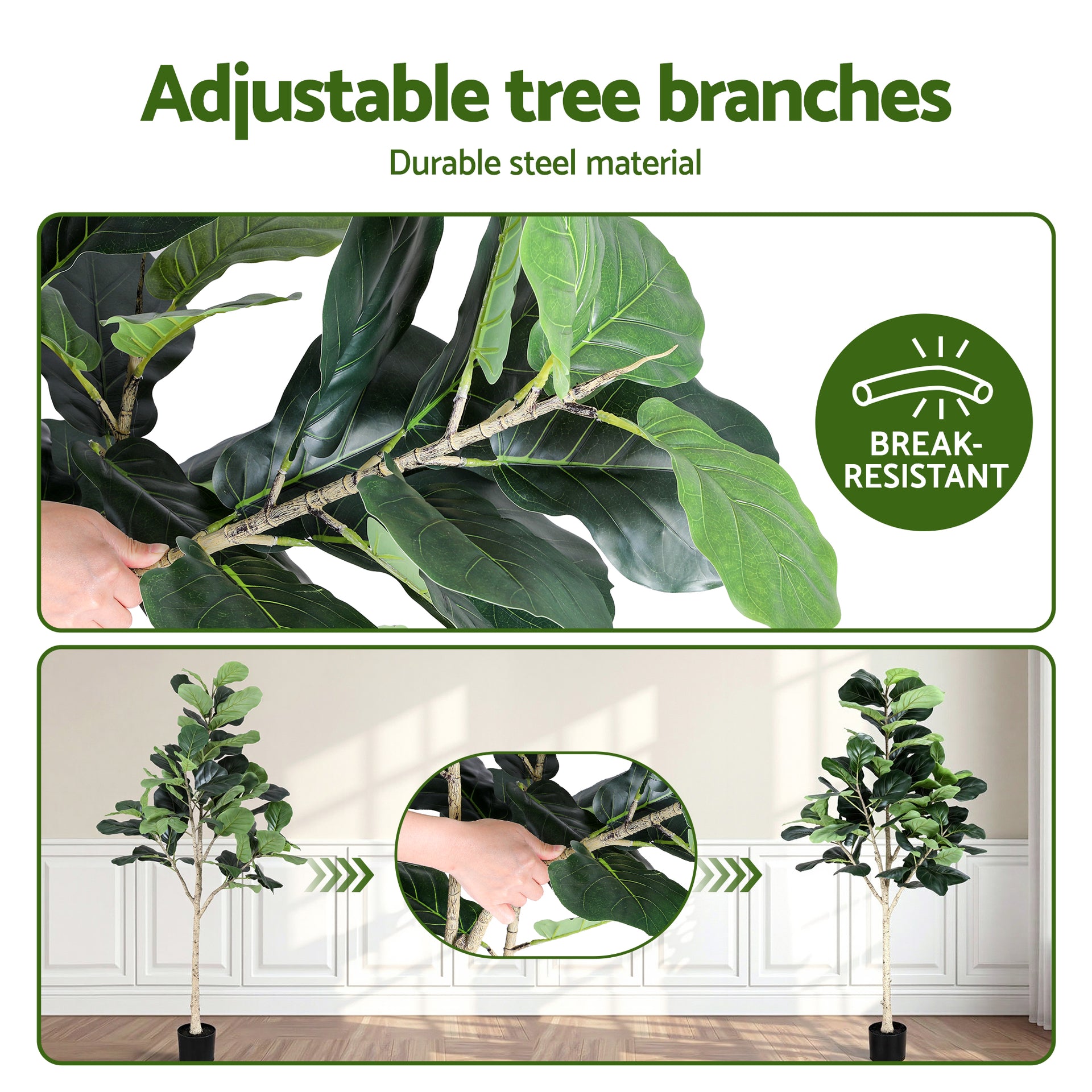 Artiss 180cm Artificial Fiddle Tree Faux Trees Indoor Decor Artificial Plants Lifelike Plant 1.8M Awezingly
