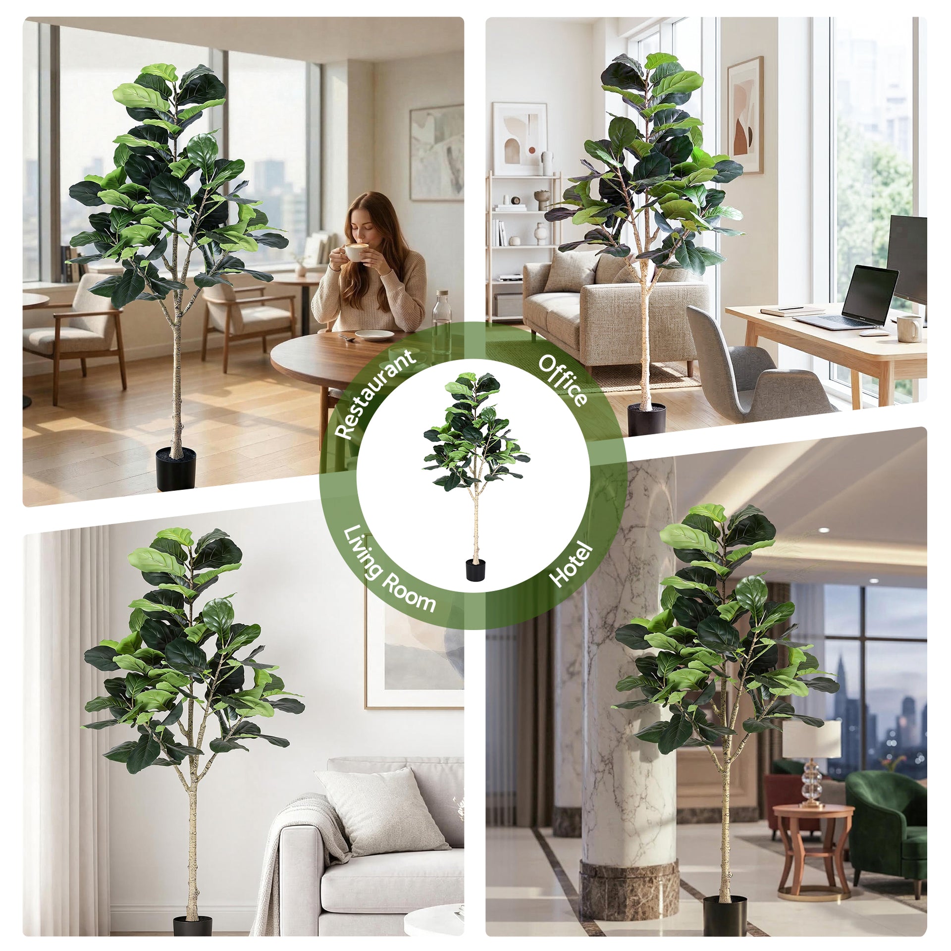 Artiss 180cm Artificial Fiddle Tree Faux Trees Indoor Decor Artificial Plants Lifelike Plant 1.8M Awezingly