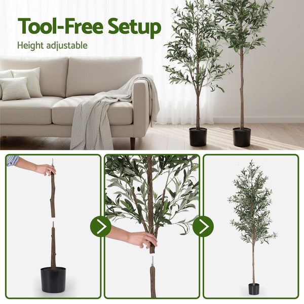 Artiss 210cm Artificial Olive Tree Faux Trees Indoor Decor Artificial Plants Lifelike Plant 2.1M Awezingly