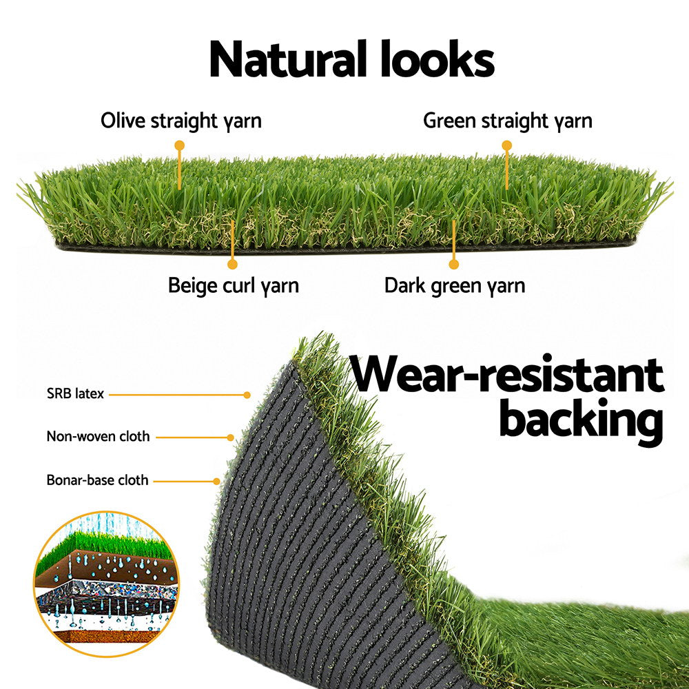 Primeturf Artificial Grass 35mm 2mx5m Synthetic Fake Lawn Turf Plastic Plant 4-coloured Primeturf