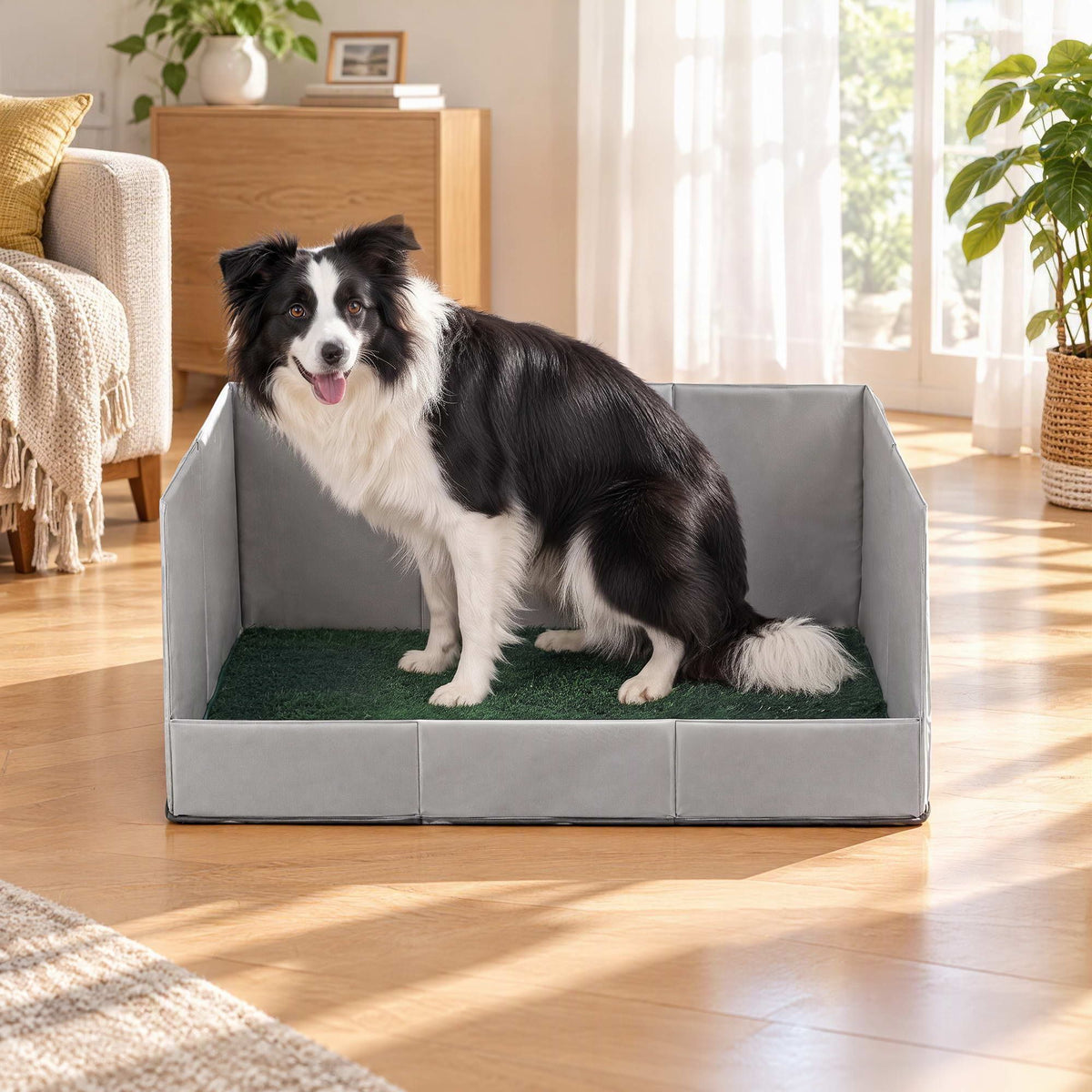 Prime Turf Foldable Dog Grass Potty Pad High Wall Tray for Apartment Balcony RV travel L Awezingly