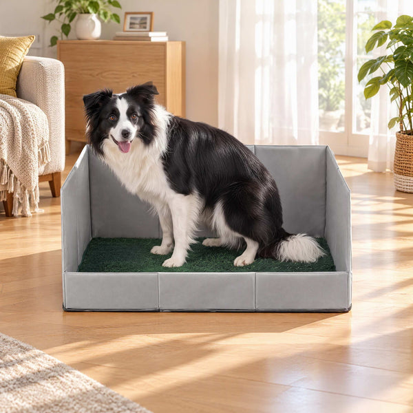 Prime Turf Foldable Dog Grass Potty Pad High Wall Tray for Apartment Balcony RV travel L Awezingly