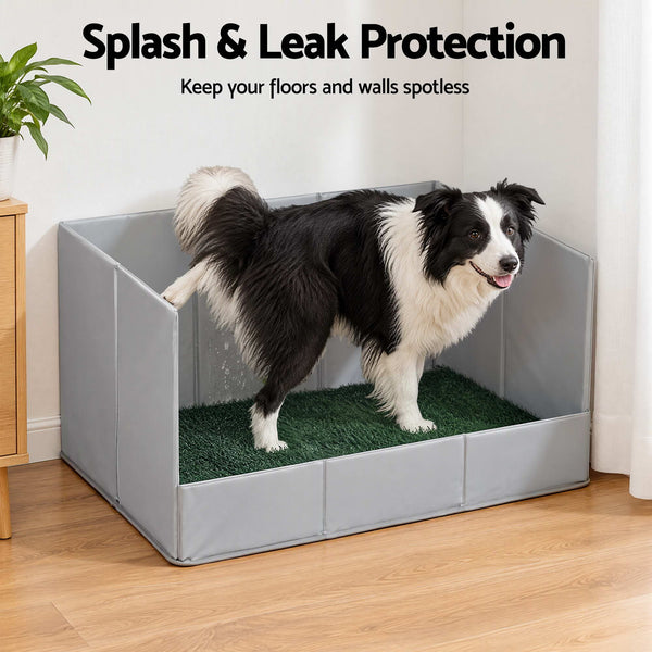 Prime Turf Foldable Dog Grass Potty Pad High Wall Tray for Apartment Balcony RV travel L Awezingly