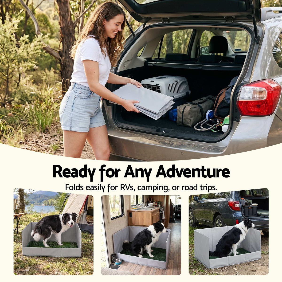 Prime Turf Foldable Dog Grass Potty Pad High Wall Tray for Apartment Balcony RV travel L Awezingly